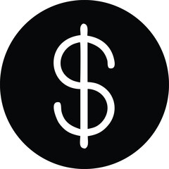 Bold white dollar sign symbol centered within a stark black circle representing financial concepts and monetary value