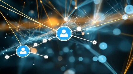 Abstract digital network connections with user icons - Powered by Adobe