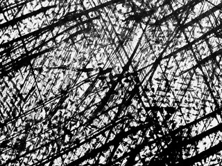 Abstract black and white pattern showcasing intricate lines and textures created through artistic...