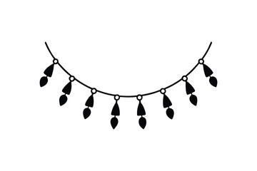 Elegant Decorative Garland with Geometric Pendants Hanging from a Delicate String Presented in a Striking Silhouette simple garland featuring geometric pendants shown