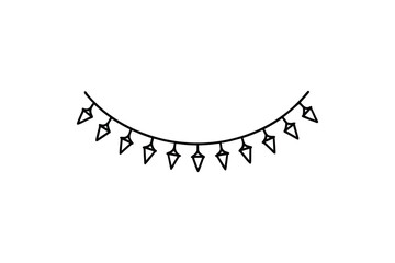 Festive Diamond Shaped Party Lights Hanging in a Semicircle Garland Perfect for Celebrations and Decorations Silhouette silhouette style illustration hanging diamond shaped