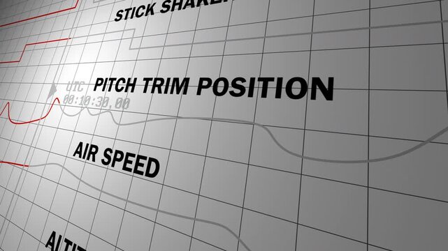Aircraft black box flight data telemetry recording on digital graph