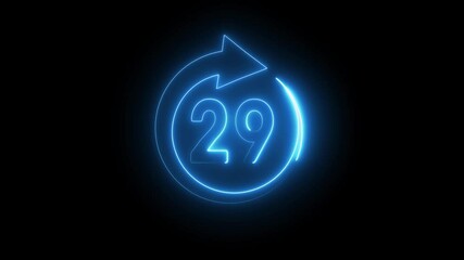 Neon Countdown timer. Neon 48 number countdown animation. 