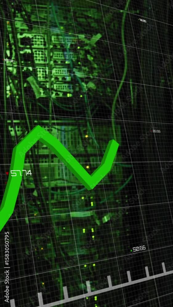Poster animation of digital data processing over computer servers