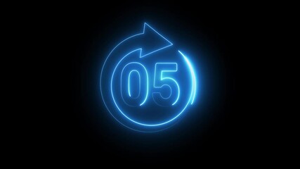 Neon Countdown timer. Neon 48 number countdown animation. 
