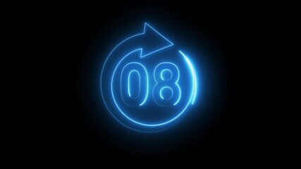 Neon Countdown timer. Neon 48 number countdown animation. 