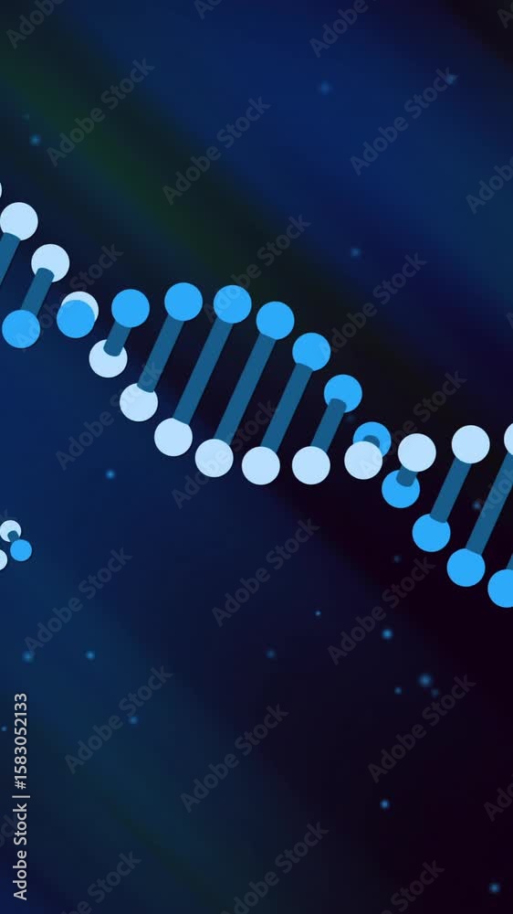 Poster dna strands and binary coding, scientific data processing animation