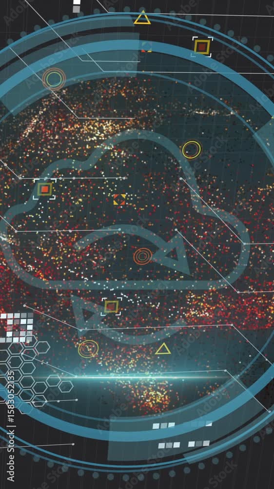 Poster Cloud computing and data processing animation over digital network background