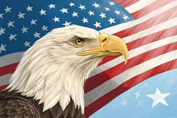 a detailed illustration of a bald eagle's head