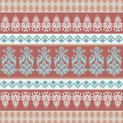 Decorative Damask Stripe with Floral Accents