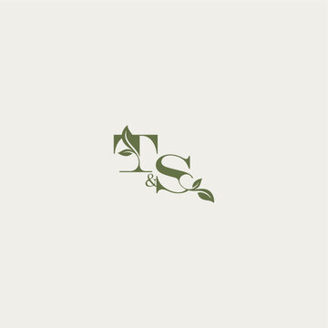 bold initial concept luxury wedding monogram design TS organic leaf logo letter