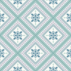 Geometric floral continuous fabric pattern