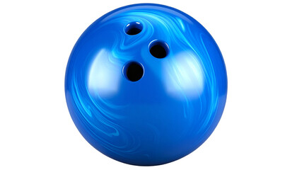 3d blue swirl texture shiny ten pin bowling ball isolated on transparent background, realistic lighting, high detail

