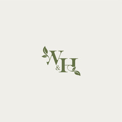 luxury wedding monogram design WH bold initial concept letter organic leaf logo
