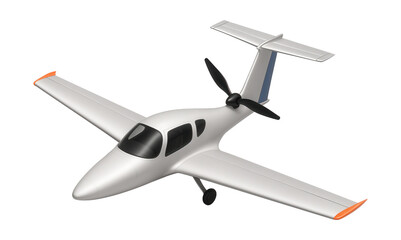 Composite material airplane with T-tail and pusher propeller