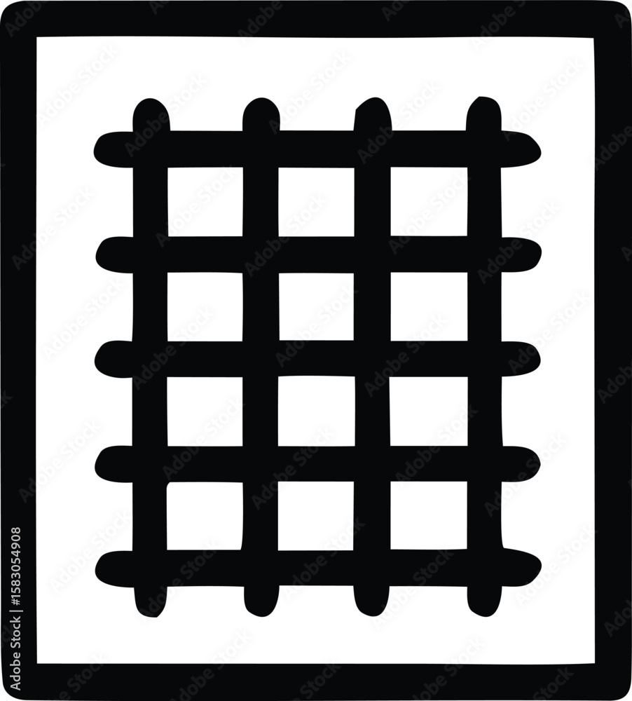 Poster simple black grid pattern with rounded corners inside a square border representing a basic structure