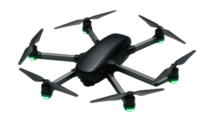 Hexacopter featuring foldable arms and bright LED navigation lights