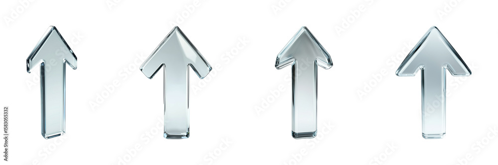 Poster glass arrow icons set. directional navigation and progress symbols collection isolated on transparen