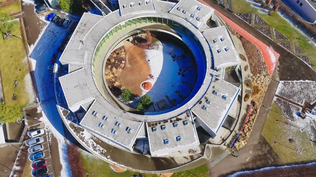 Aerial View Of The Exupery International School Campus In Pinki, Riga, Latvia.