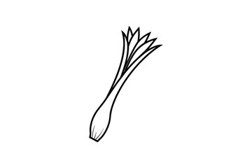 Minimalist Spring Onion Illustration with Bold Outline Featuring a Clean and Simple Design Perfect for Culinary or Gardening Projects in Silhouette simple