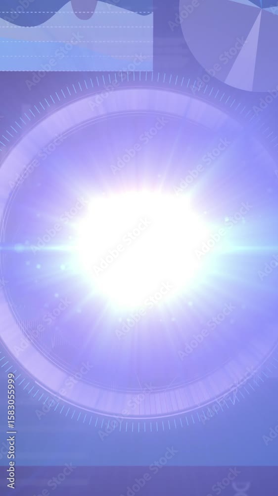 Poster animation of light in processing circle on scientific graph and data
