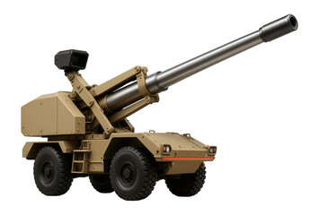 Self-propelled artillery with variable elevation barrel and digital targeting system