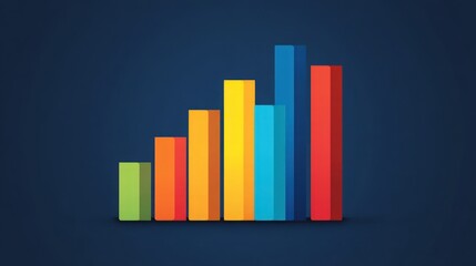 Photo of a colorful bar graph shows an upward trend against a dark blue background, representing business growth and financial success