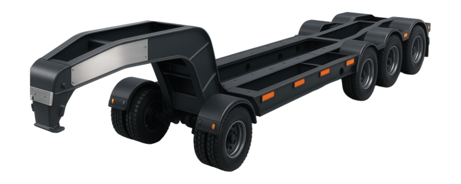 Lowboy trailer with detachable gooseneck and multiple tire axles