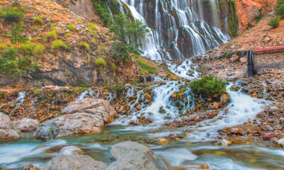 Kapuzbasi (Kapuzbaşı) mountain waterfall landscape - Kayseri, Turkey