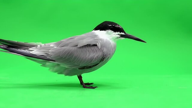 Forster's Tern Bird Portrait on Green Screen