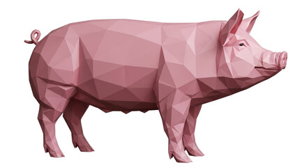Isolated Low Poly Pig