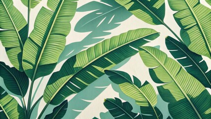 Lush Tropical Leaves with Shadows on Soft Background for Nature Inspirations