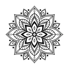 Intricate Black and White Mandala Coloring Page Design, Colorful Mandala Pattern .