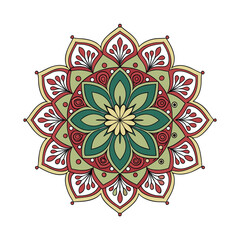 Intricate Black and White Mandala Coloring Page Design, Colorful Mandala Pattern .