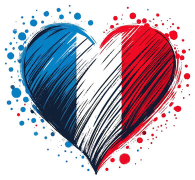 france flag design in a heart shape vector