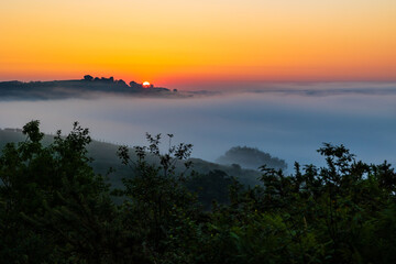 Sunrise Over a Sea of Clouds from the Hills of Sare in the French Basque Country