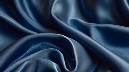 Obraz premium Draped Denim Blue Silk Satin Glamour Fabric Flowing Elegantly with Rich Texture and Style