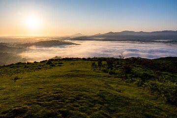 Sun Over a Sea of Clouds from the Hills of Sare in the French Basque Country