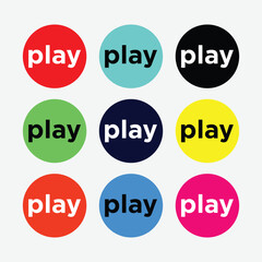 Flat Play Button Pack for Media Projects with vector

