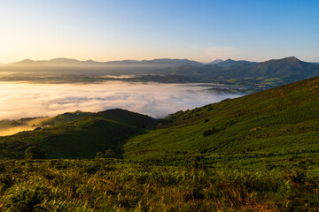 Sun Over a Sea of Clouds from the Hills of Sare in the French Basque Country