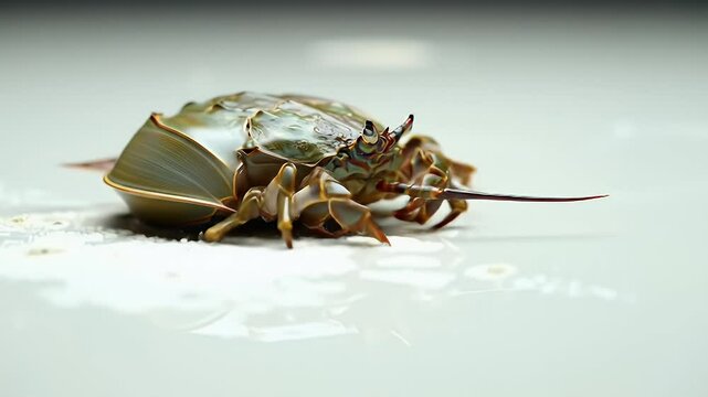 Horseshoe Crab Close-up on a Light Surface