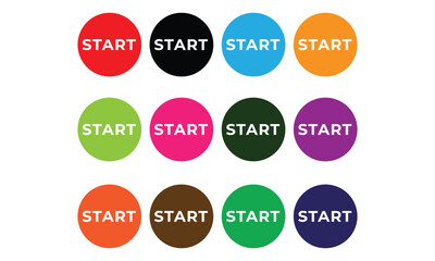 Modern Start Vector Buttons for Interface Design

