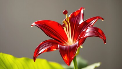Stunning close-up photography of a vibrant red lily flower in bloom