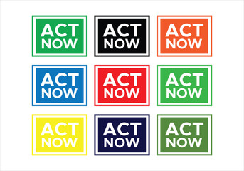 Colorful ACT NOW Button Set – Bold Call to Action Labels in Multiple Colors

