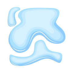 Water spill puddle. Blue liquid shape in flat cartoon style. Clean fluid drop design element isolated on white background
