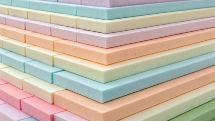 Colorful Stacked Foam Sheets in Pastel Tones for Craft and Design Projects