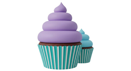 Isolated Pair of Cupcakes with Purple Frosting