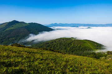 Panorama of the La Rhune Mountain Range and a Sea of Clouds