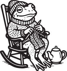 vector illustration of a cartoon cozy fall frog