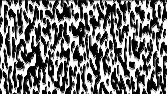 Futuristic black and white liquid shape pattern loop, Abstract glowing organic flowing texture animation